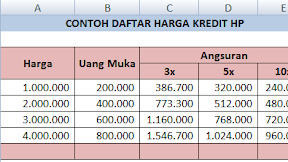 Cara Membuat Daftar Harga Untuk Kredit HP Dengan Rumus Excel